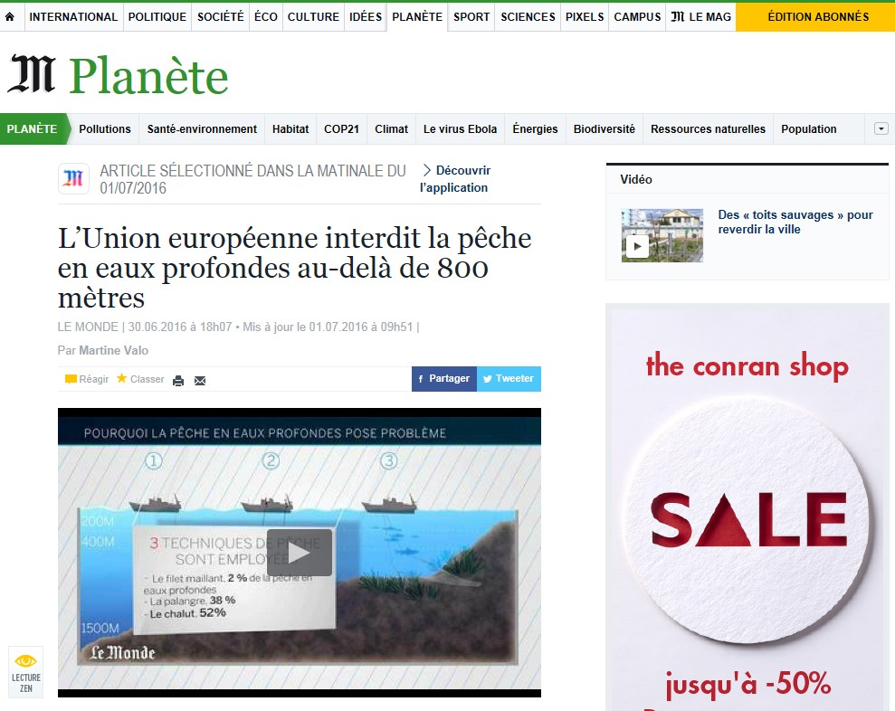 La noticia sobre el acuerdo, ayer en la portada de le Monde.